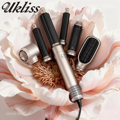 UKLISS Hair Dryer 5 in 1 Multifunctional Electric Comb Negative Ion Straight Comb Curling Iron Detachable Brush Hair Dryer