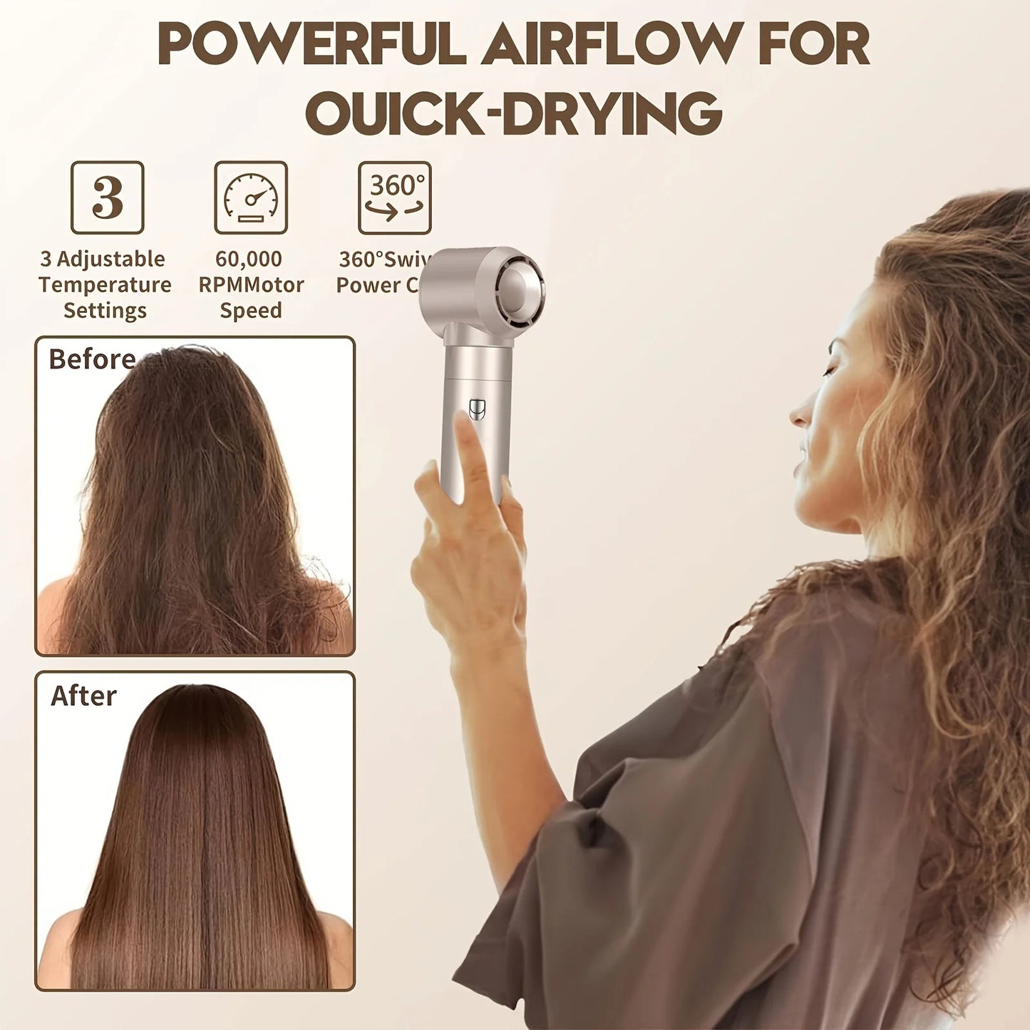 UKLISS Hair Dryer 5 in 1 Multifunctional Electric Comb Negative Ion Straight Comb Curling Iron Detachable Brush Hair Dryer